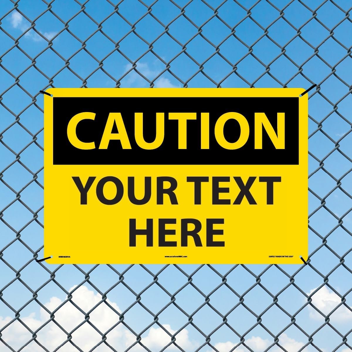 Custom OSHA Style Caution Sign 12" x 18" Aluminum Sign, Customizable "Your Text Here", by AccuformNMC Made in USA