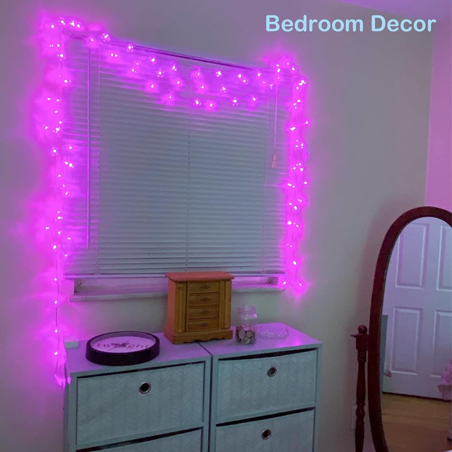 Fairy Flower String Lights Decor, USB & Battery Lighted Decorative Cute Cherry Blossom Indoor Bedroom Window Hanging, Novelty Floral Lamp for Christmas Easter Wedding Party Birthday Décoration (Pink)