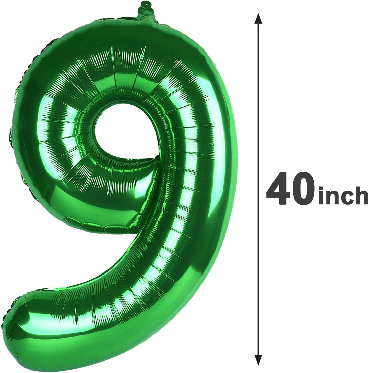 40 Inch Big Green 9 Balloon Number, Jumbo Giant Happy 9th 19 29 39 49 99 Birthday Party Decorations, Large Nine Mylar Foil Anniversary Birthday Party Engagement Decorations