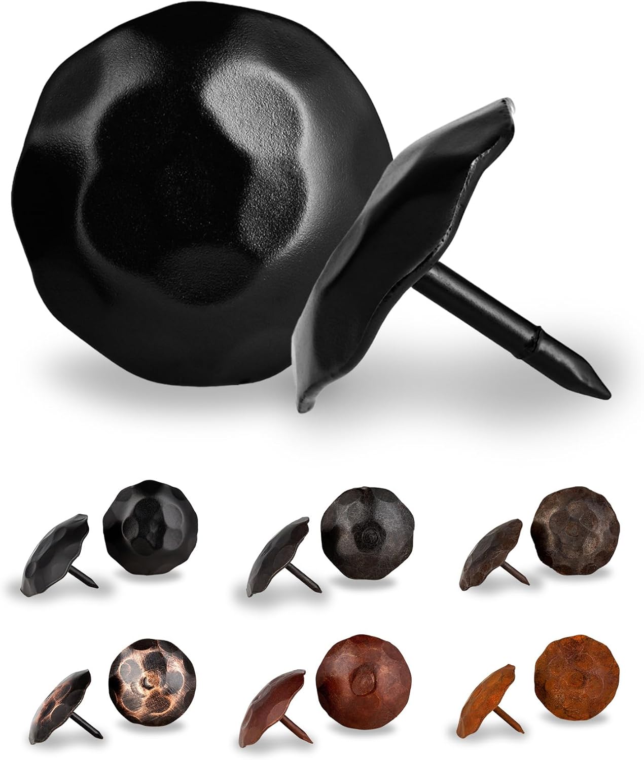 10 Pack 1.25" Round Head Iron Clavos Decorative Nails – Black – Handmade Rustic Round Fasteners for Farmhouse Shutters, Faux Wood Beams, Barn Doors, Shutters, Gates – Ornamental Wood Accent