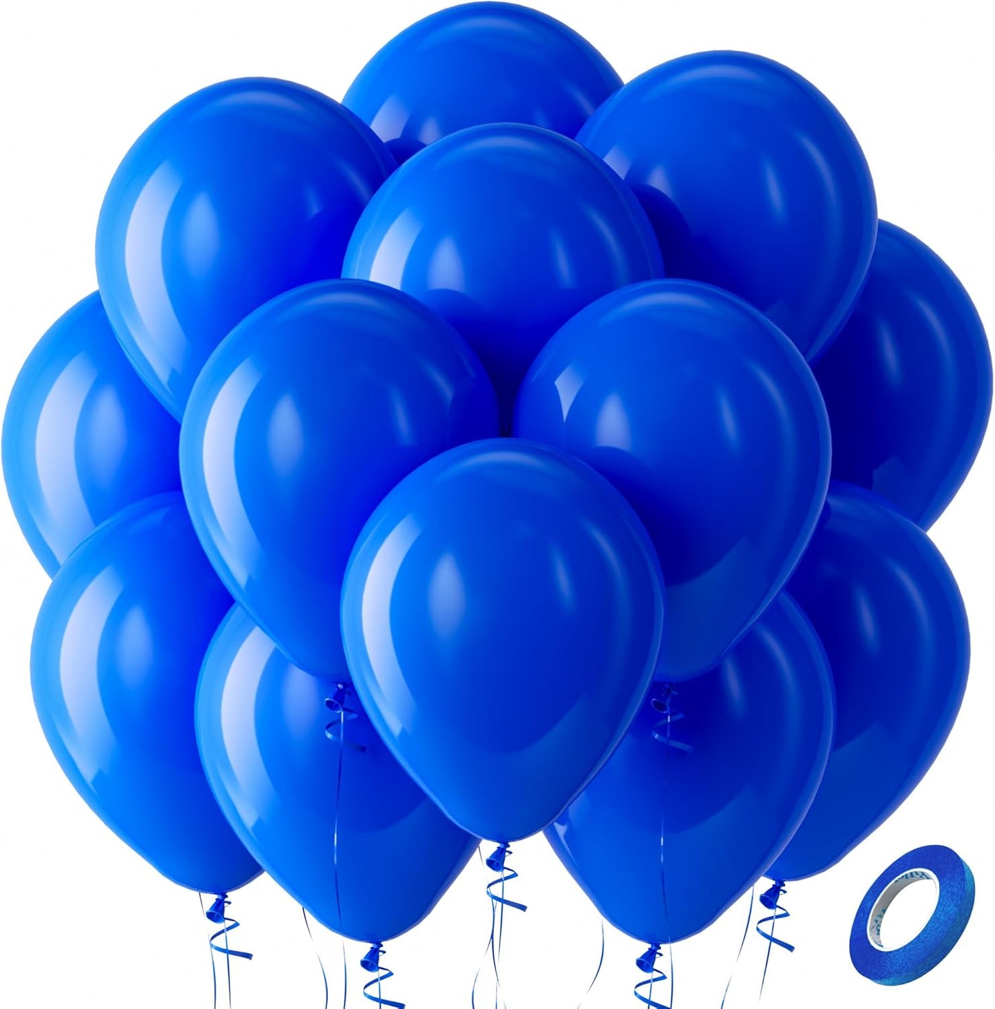 Bezente Royal Blue Latex Party Balloons - 100 Pack 12 inch Round Helium Blue Balloons for Birthday Graduation Baseball Nautical 4th of July Independence Memorial Day Patriotic Party Decorations