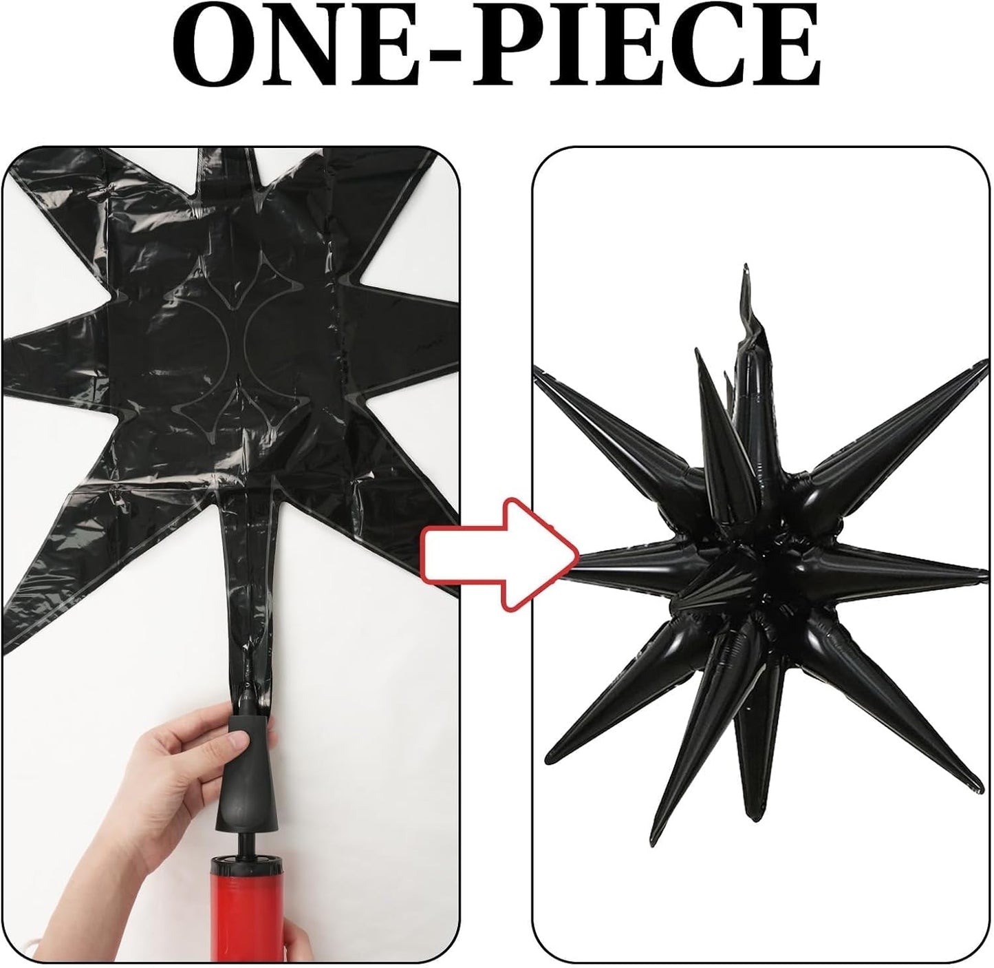 Black Gold Star Balloons 12pcs, 27/22 Inch Foil Star Explosion Balloons, Large Spike Mylar Cone Balloon, Fireworks Shape Balloon Decor for Retirement Anniversary New Year Wedding