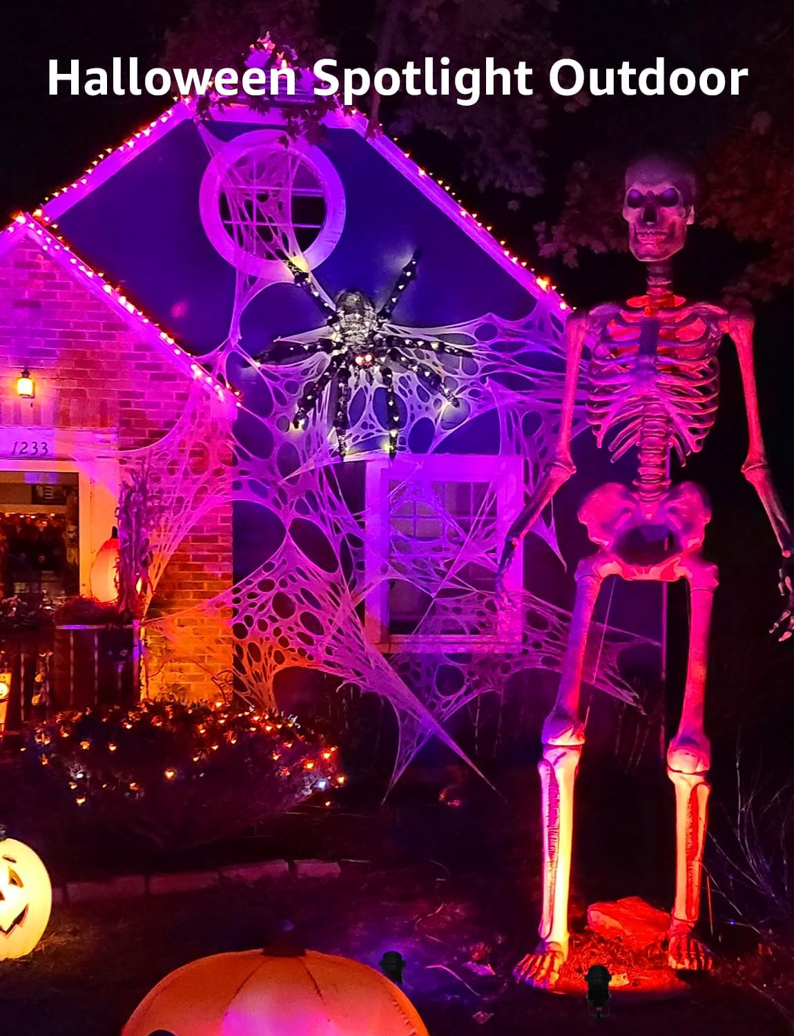 SUNVIE 24 Pack Halloween RGBW Low Voltage Landscape Lights 12W LED Color Changing Landscape Lighting with Remote Control and Wire Connectors, AC/DC 12V-24V Waterproof Outdoor Spotlight for Yard Garden