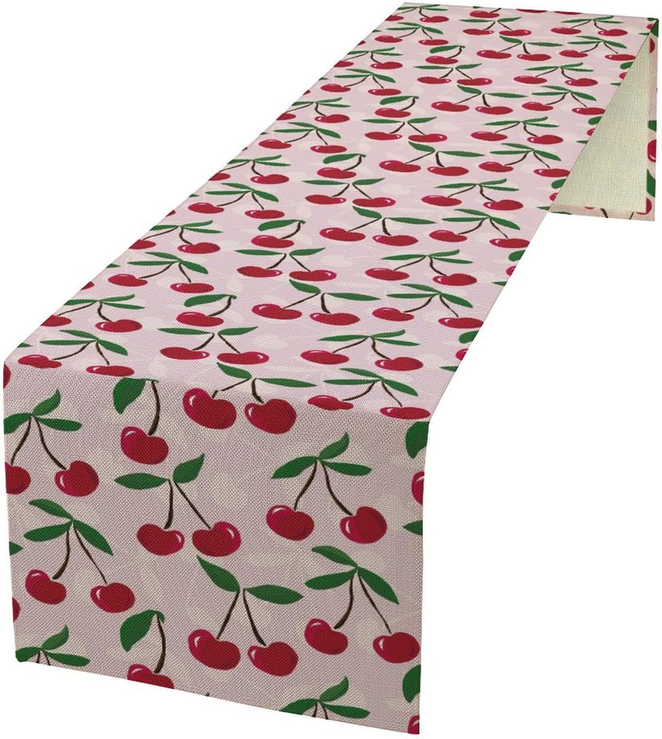 Cherry Table Runner,Spring Summer Fruit Table Runner for Kitchen Dining Table Home Party Decoration 13x60 Inch