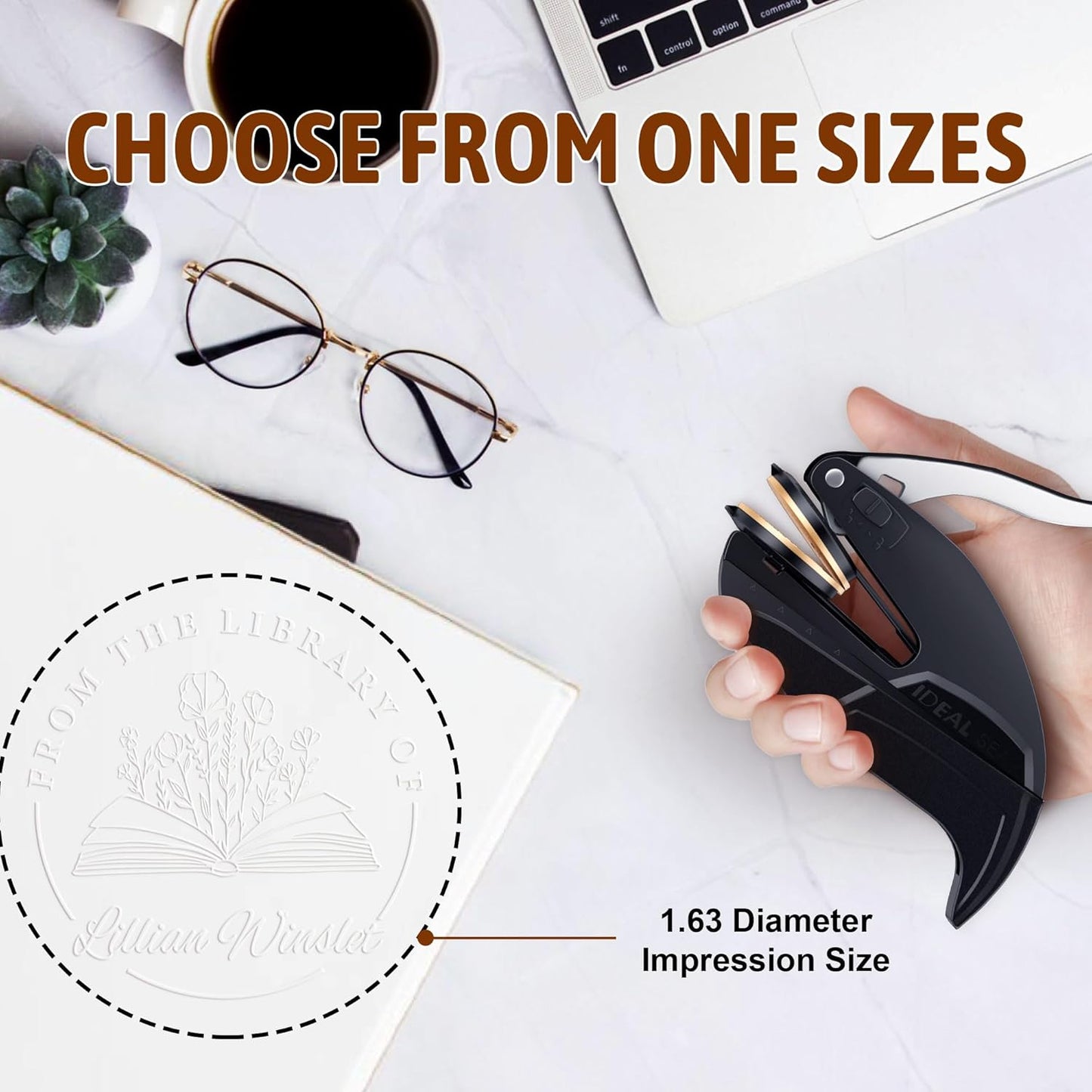 Embosser Stamp Custom - Book Stamp Personalized Gifts for Book Lovers, Readers, Home & Library Collections (Floral-05)