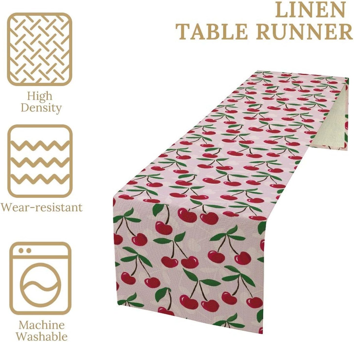 Cherry Table Runner,Spring Summer Fruit Table Runner for Kitchen Dining Table Home Party Decoration 13x90 Inch