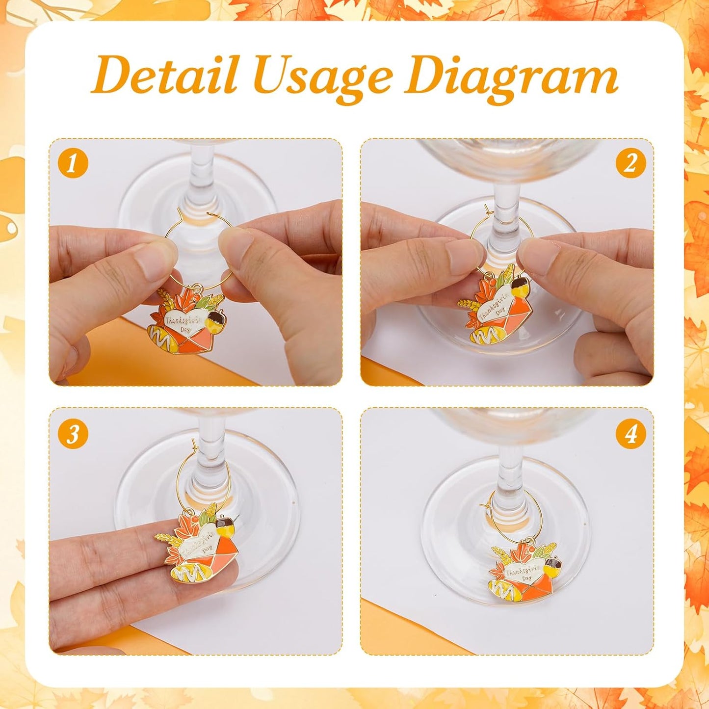 30PCS Wine Glass Charms Identification Markers for Stem Glasses, Wine Tasting Party Favors Holiday Decorations