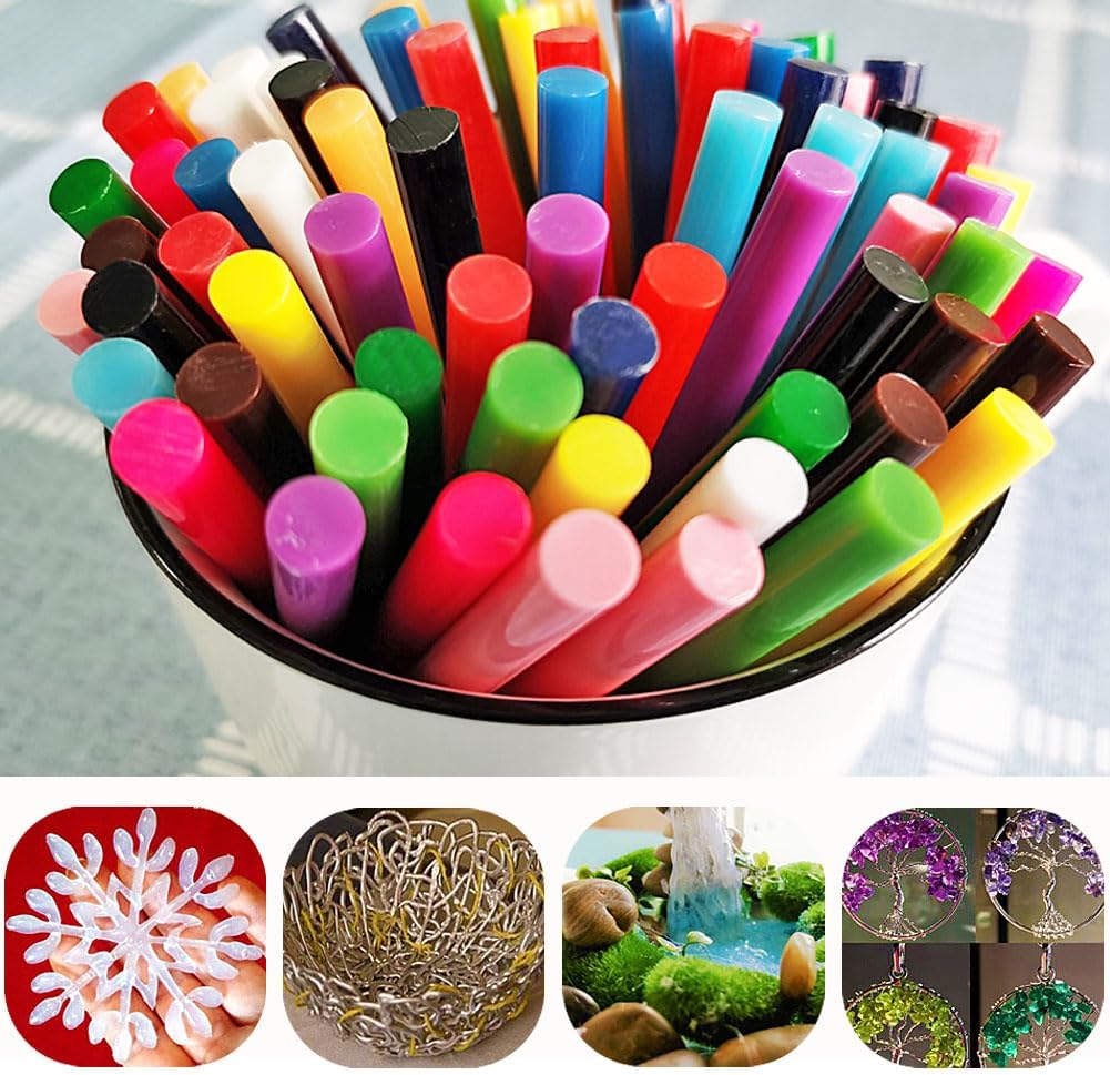 Ewparts Opaque Colored Hot Glue Sticks for Hot Glue Gun Mini Hot Melt Glue Sticks Bulk 14 Color 84Pack Glue Gun Sticks Full Size Colored Hot Glue Sticks Hot Glue Sticks for Glue Gun Small Glue Sticks