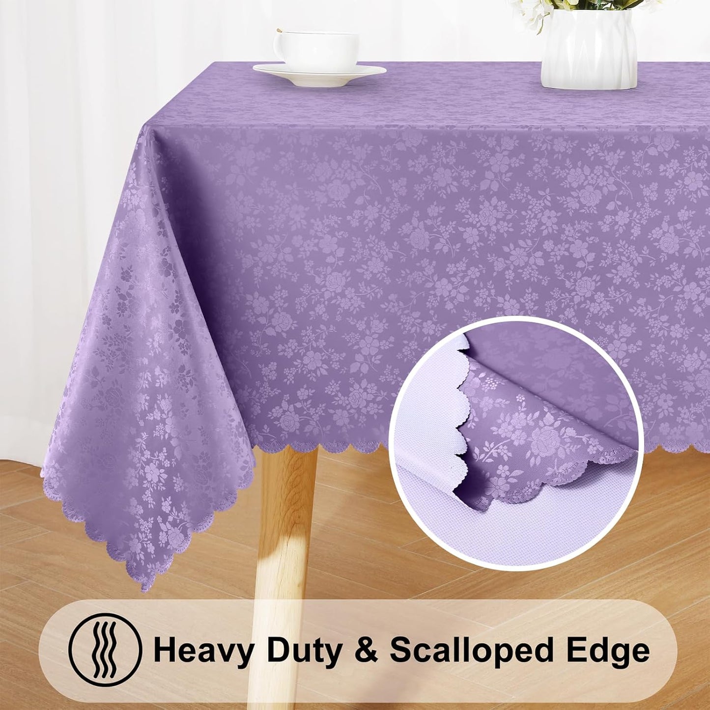 Smiry Rectangle Table Cloth, Waterproof Heavy Duty Vinyl Tablecloths, Wipeable Washable Table Cover for Kitchen and Dining Room (Purple, 60" X 120")