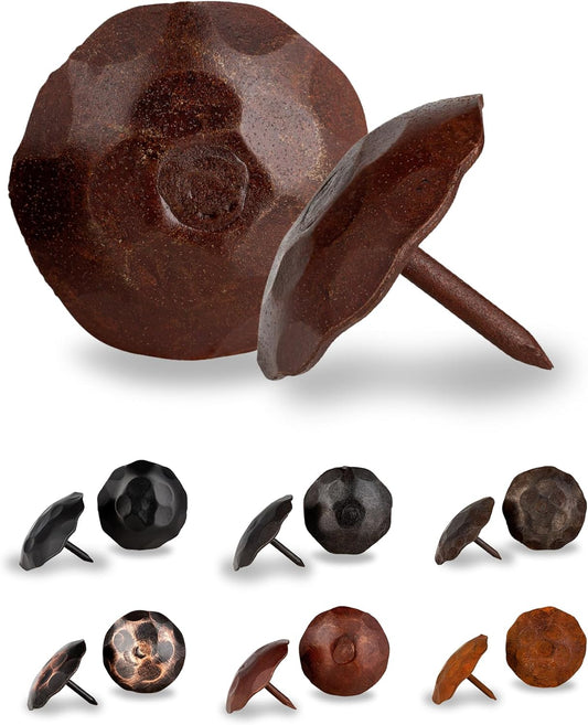 50 Pack 1.25" Round Head Iron Clavos Decorative Nails – Sealed Rusted – Handmade Rustic Round Fasteners for Farmhouse Shutters, Faux Wood, Barn Doors, Shutters, Gates – Ornamental Wood Accent