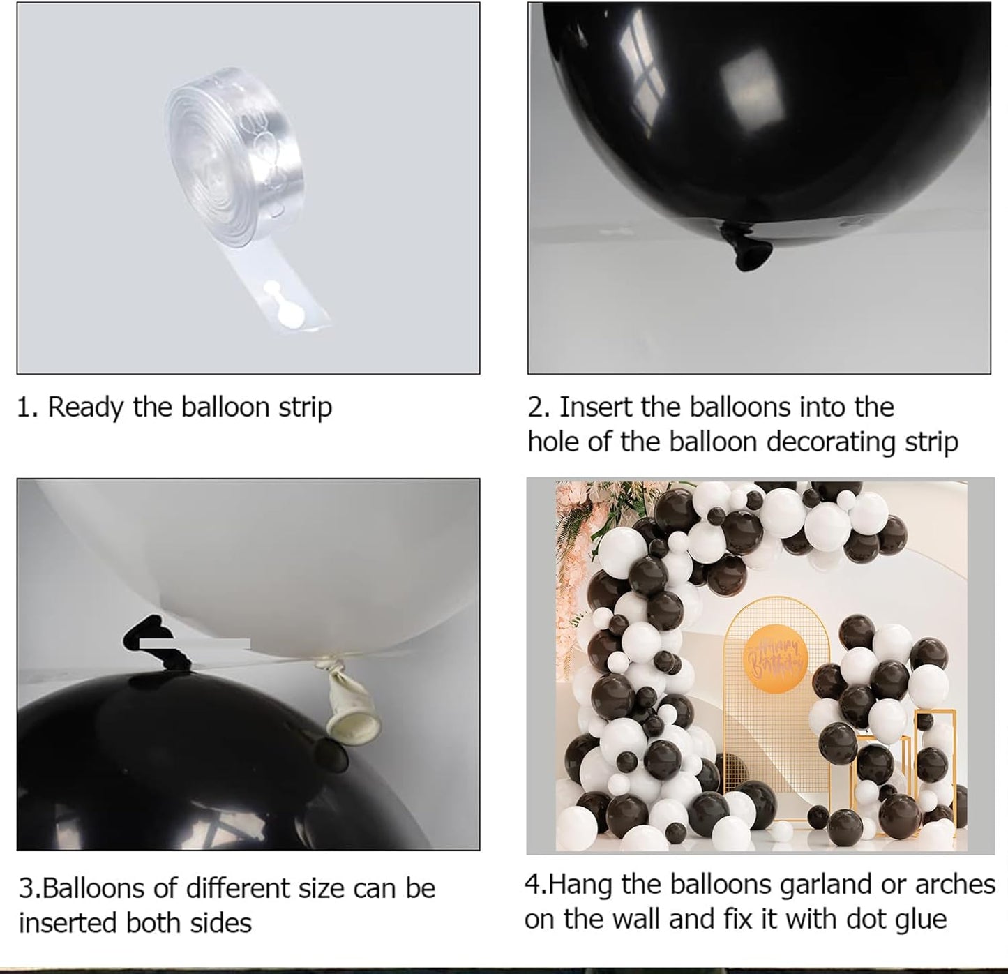 White Black Balloon Garland Arch Kit,120 Pack Matte Latex Black White Balloons for Baby Shower Birthday Wedding Graduation Party Decorations Supplies