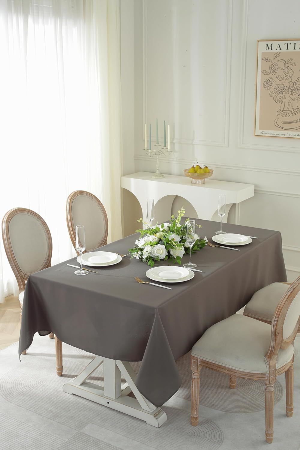 Craft And Party Rectangle Tablecloth, 70 x 90 Inch Charcoal Tablecloth, Polyester Fabric Washable Table Cloth for Home, Party, Wedding or Restaurant Use.