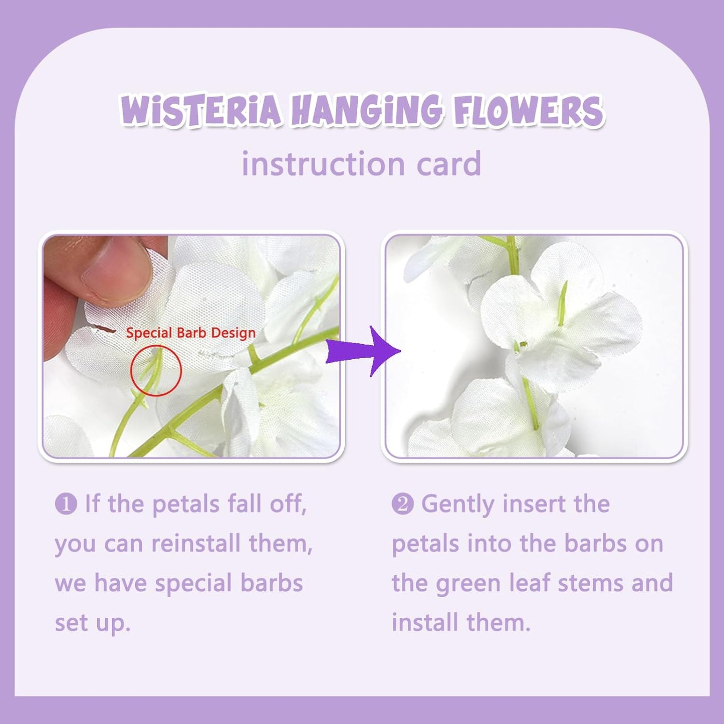 24 Pack Light Purple Wisteria Hanging Flowers Garland, 3.77 Feet Artificial Flower Vines, Fake Wisteria, Artificial Vines Hanging Garland for Backdrop Outdoor Yard Garden Decor