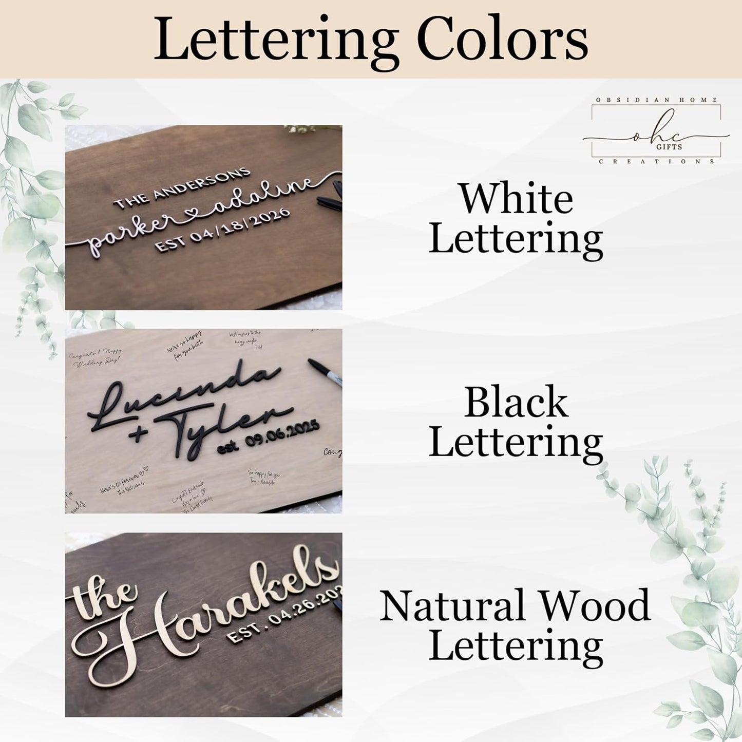 Personalized Last Name Guest Book, Unique Guest Book Sign, Custom Alternative Guest Book, Wooden Guest Book, Wedding Ceremony Guestbook Sign (Design 6)