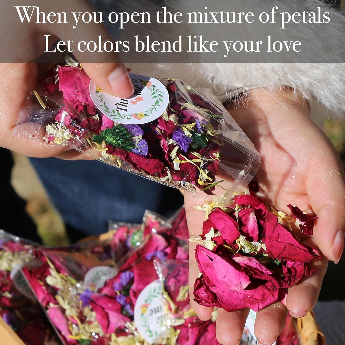 Oning 52 Pack Mix Biodegradable Confetti, Dried Flower Petals, Real Rose Petals for Weddings,Gifts, Wedding Confetti, Wedding Send Off Ideas, Dinner Table Centerpieces