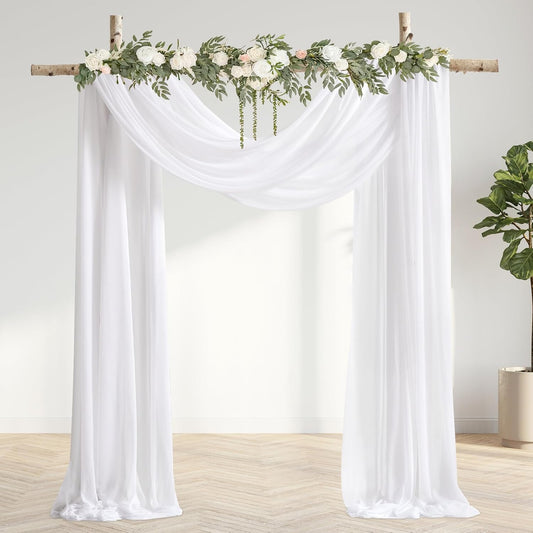 Wedding Arch Draping Fabric 3 Panels 30" X 20FT Sheer Arch Drapes Fabric White Backdrop Curtains for Wedding Arbor Ceremony Birthday Party