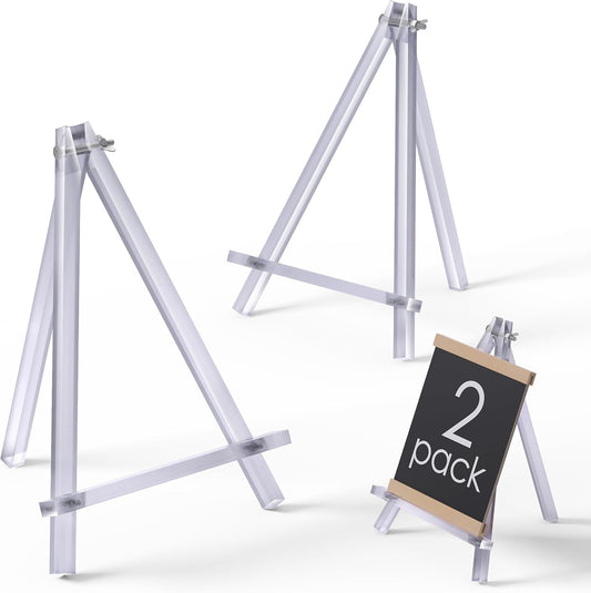 9 inch Acrylic Easel for Painting, 2 Pack Easel Stand for Wedding Signs, Tabletop Easels for Painting Canvases, Small Art Easel Canvas Stand Photo Display Tripod Holder for Kids Adults (2)