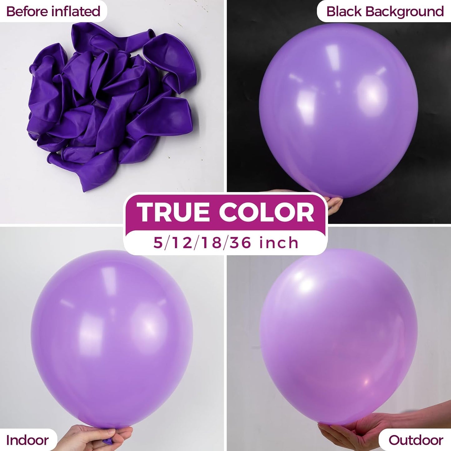Bezente Purple Balloons 18 Inch- 30 Pack Large Thick Purple Balloons Big Round Latex Balloon for Birthday Graduation Bridal Shower Wedding Halloween Party Decorations