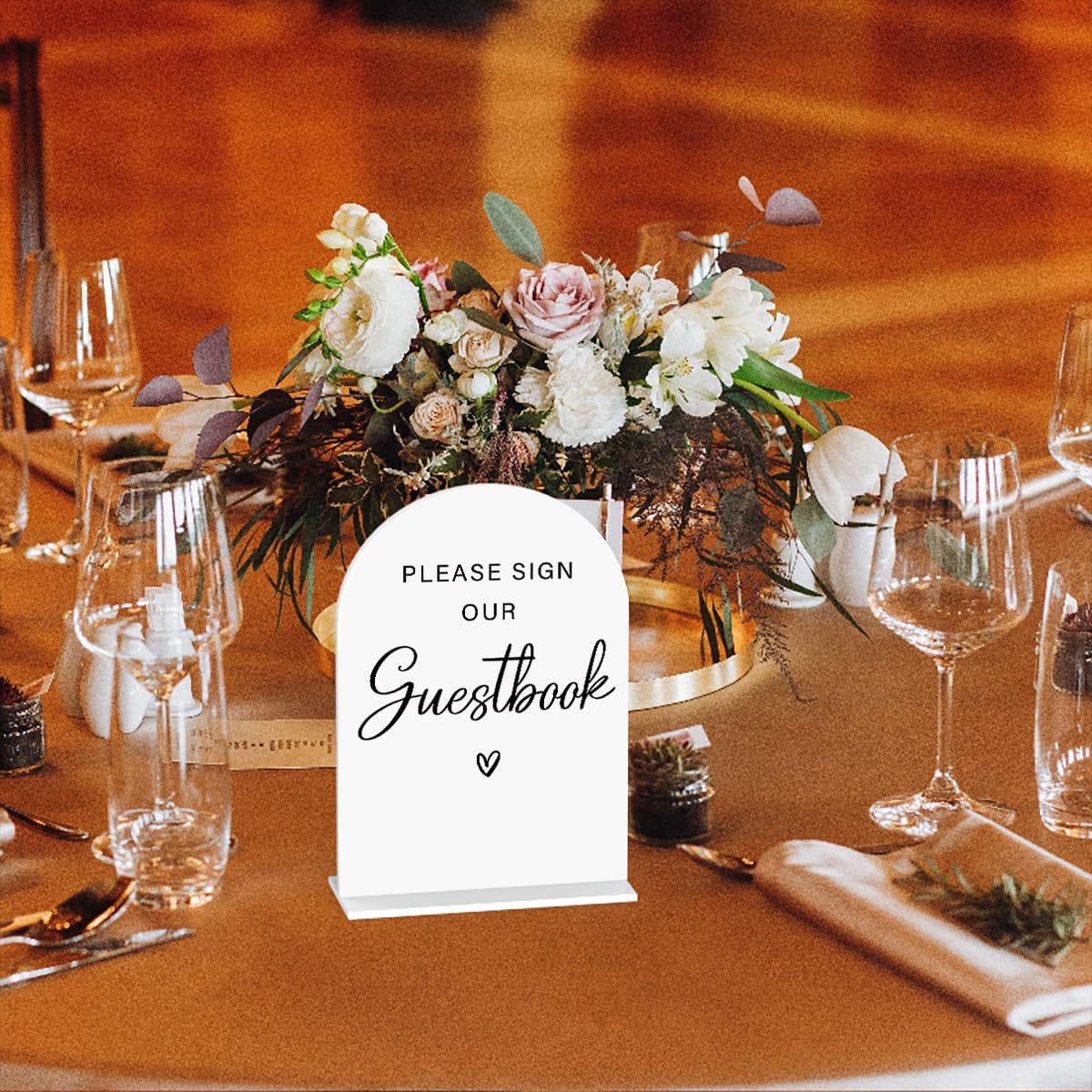 Acrylic Wedding Sign Please Sign Our Guestbook Wedding Signs for Ceremony Modern Calligraphy Arch Acrylic Table Top Sign for Wedding Reception and Event Party Table(white）