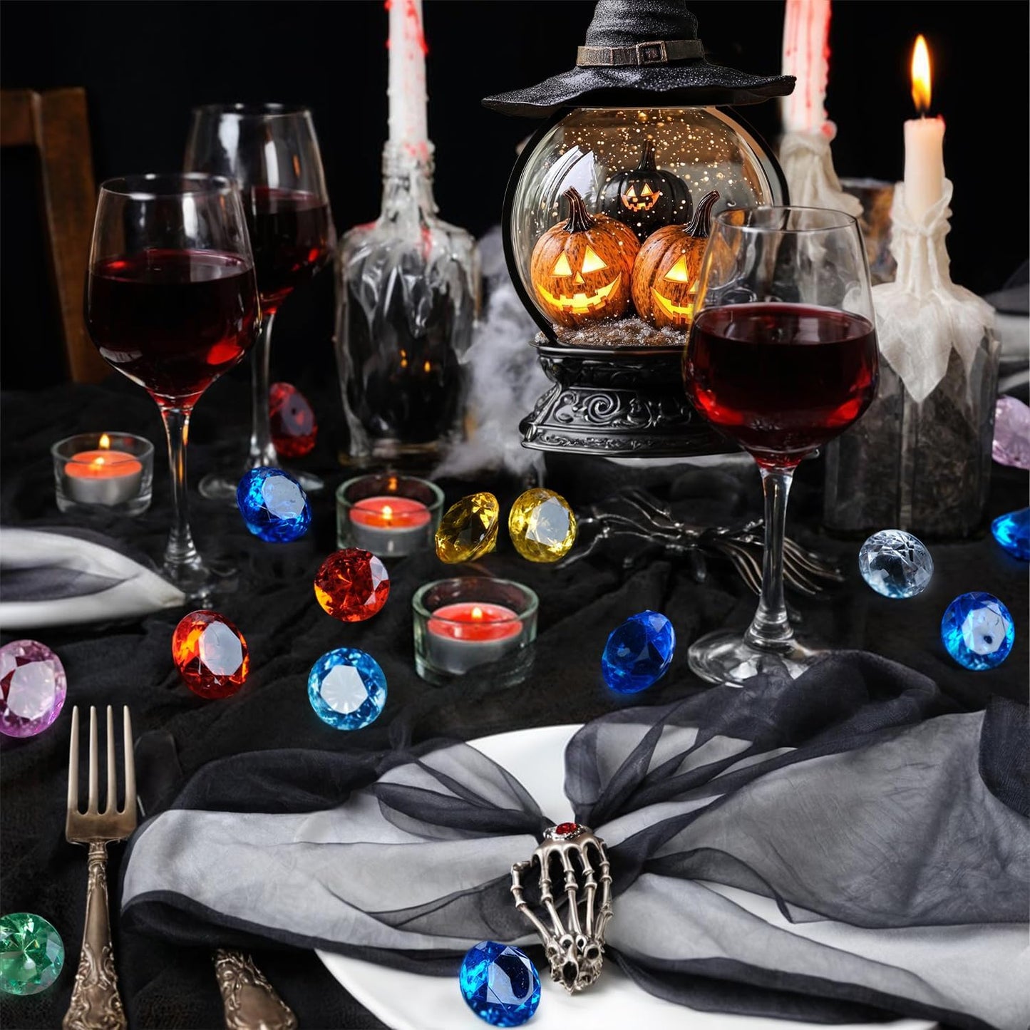 Acrylic Diamond Fake Gems Vase Filler, Babenest 240pcs 3/4 Inch Faux Diamonds Crystals Jewels for Table Scatters Wedding Party Easter Event Arts & Crafts Birthday Decoration Favor (Multicolor)