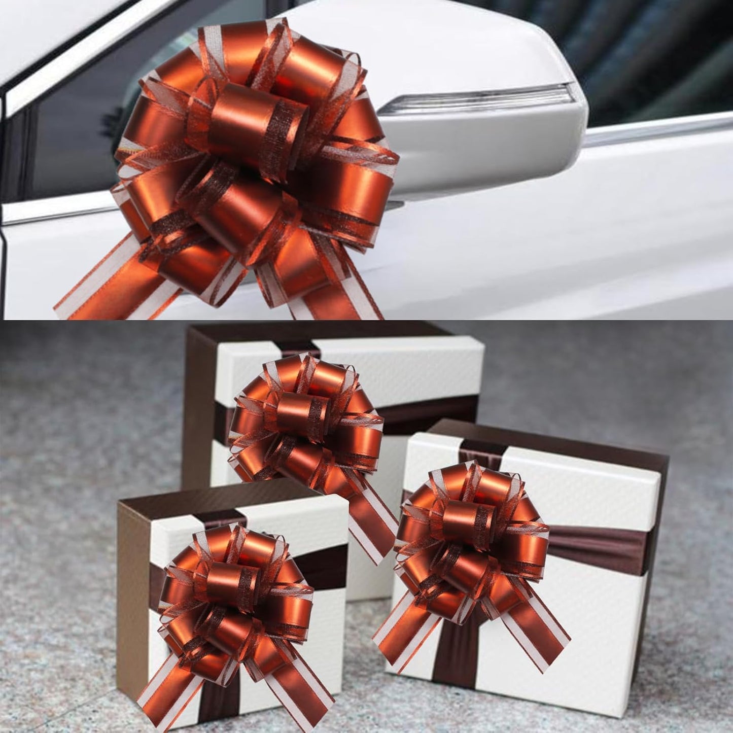 7 Pieces Large Pull Bows, 6 inche, Big Bow for Gift Wrapping, Christmas Party Birthday Gift, Wedding Baskets,Valentine's Day Gift Decorations, Flower Decoration (Coffee)