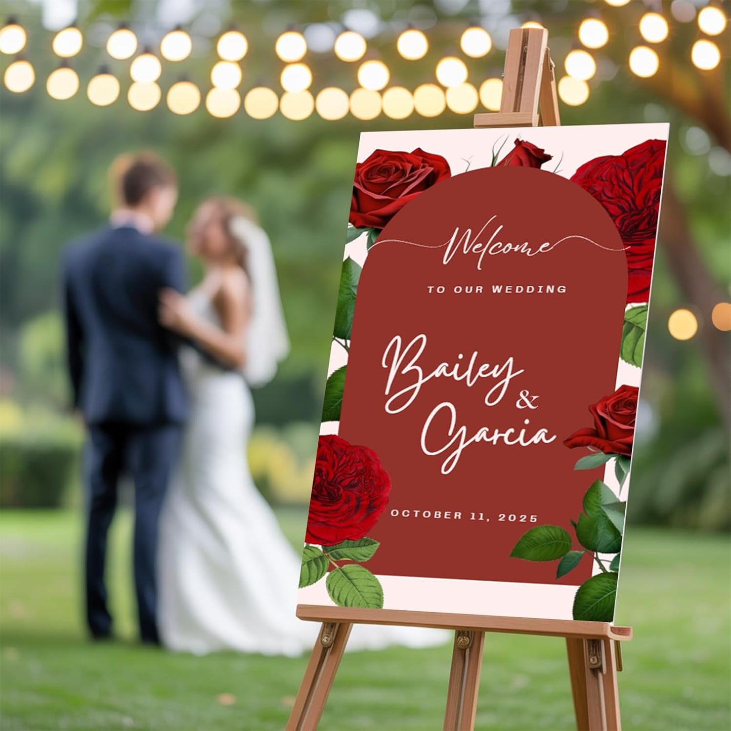 Custom Weddings Reception Signs for Bride & Groom, Personalized Welcome Wedding Sign for Celebration Decor, Custom Entrance Sign Canvas, Wall Art for Bridal Party, Engagement