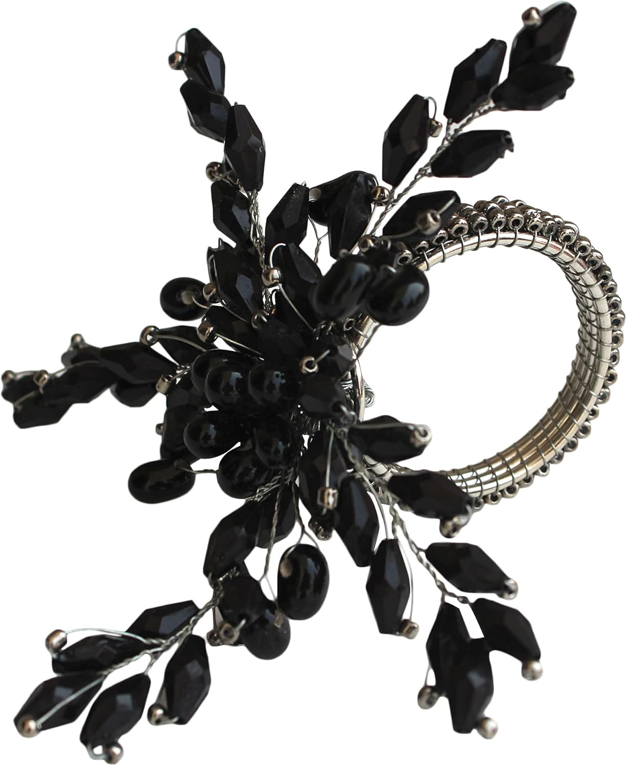 Napkin Rings Set of 12 for Dining Table Decoration Parties Everyday Metal Napkin Holder Leaf Black (Pack of 12)