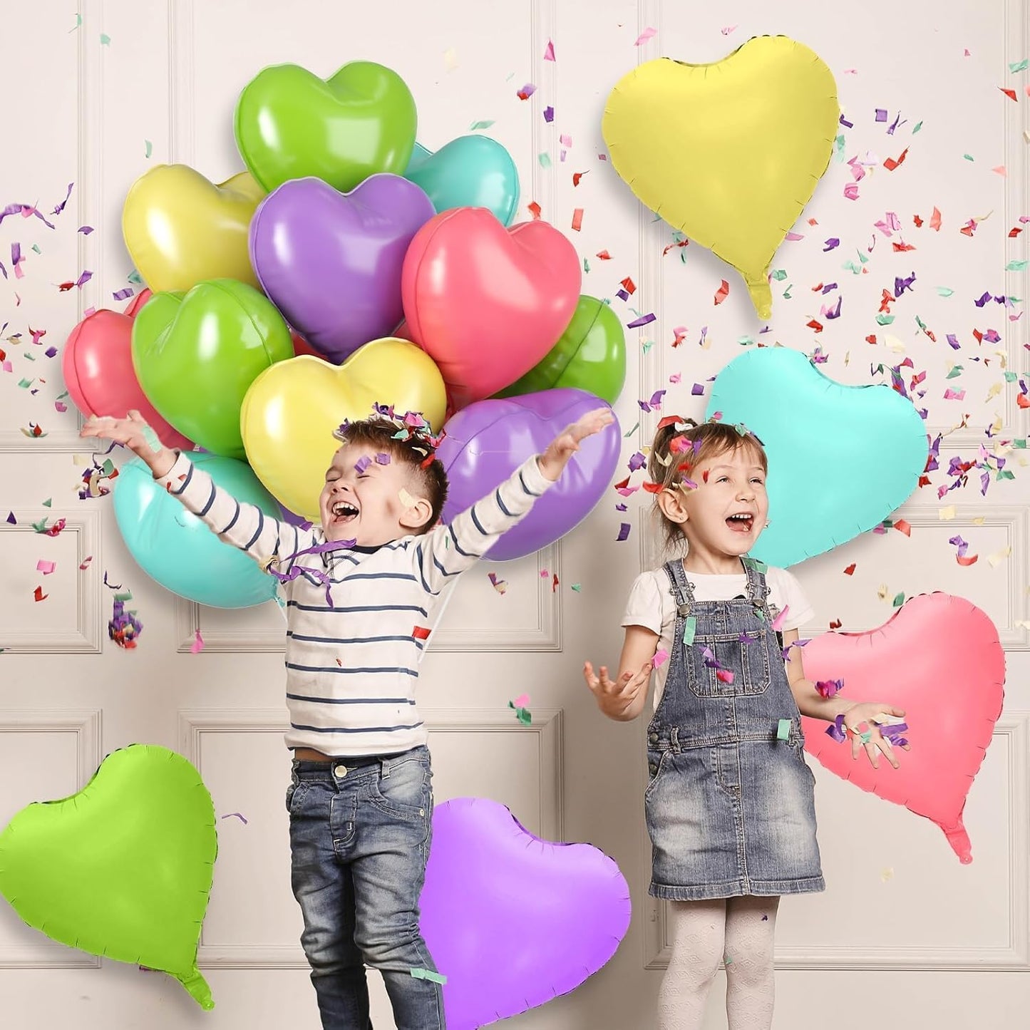 12 Pcs Heart Balloons, 18 inch Pastel Heart Shaped Balloons, Big Helium Balloon, Macaron Love Foil Balloon for Wedding Baby Shower Anniversary Backdrop Valentine Party Decoration
