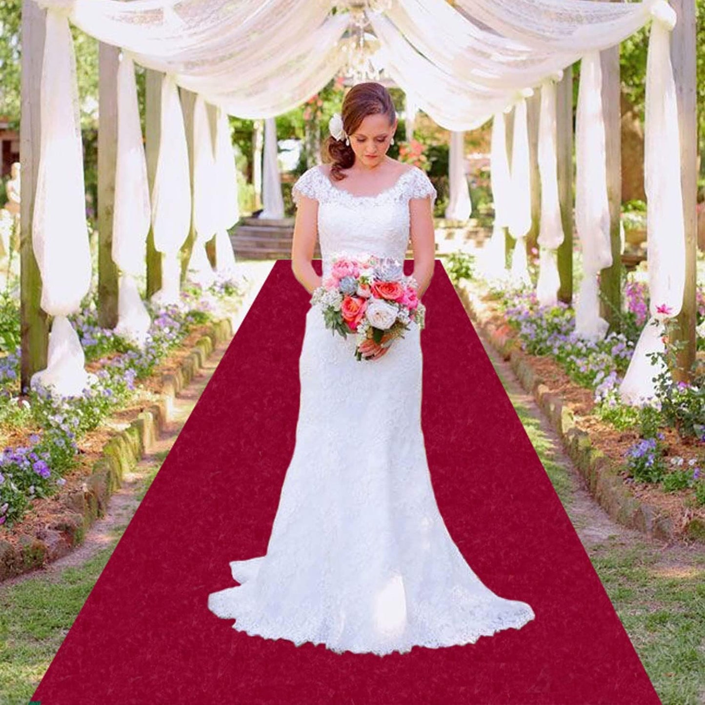 MODFUNS Aisle Runners for Weddings Burugndy Aisle Runner Rug 4FTx20FT Wedding Carpet Aisle Runner Velvet Wedding Runners Unique Carpet Runway for Party Banquet Hallway Decoration