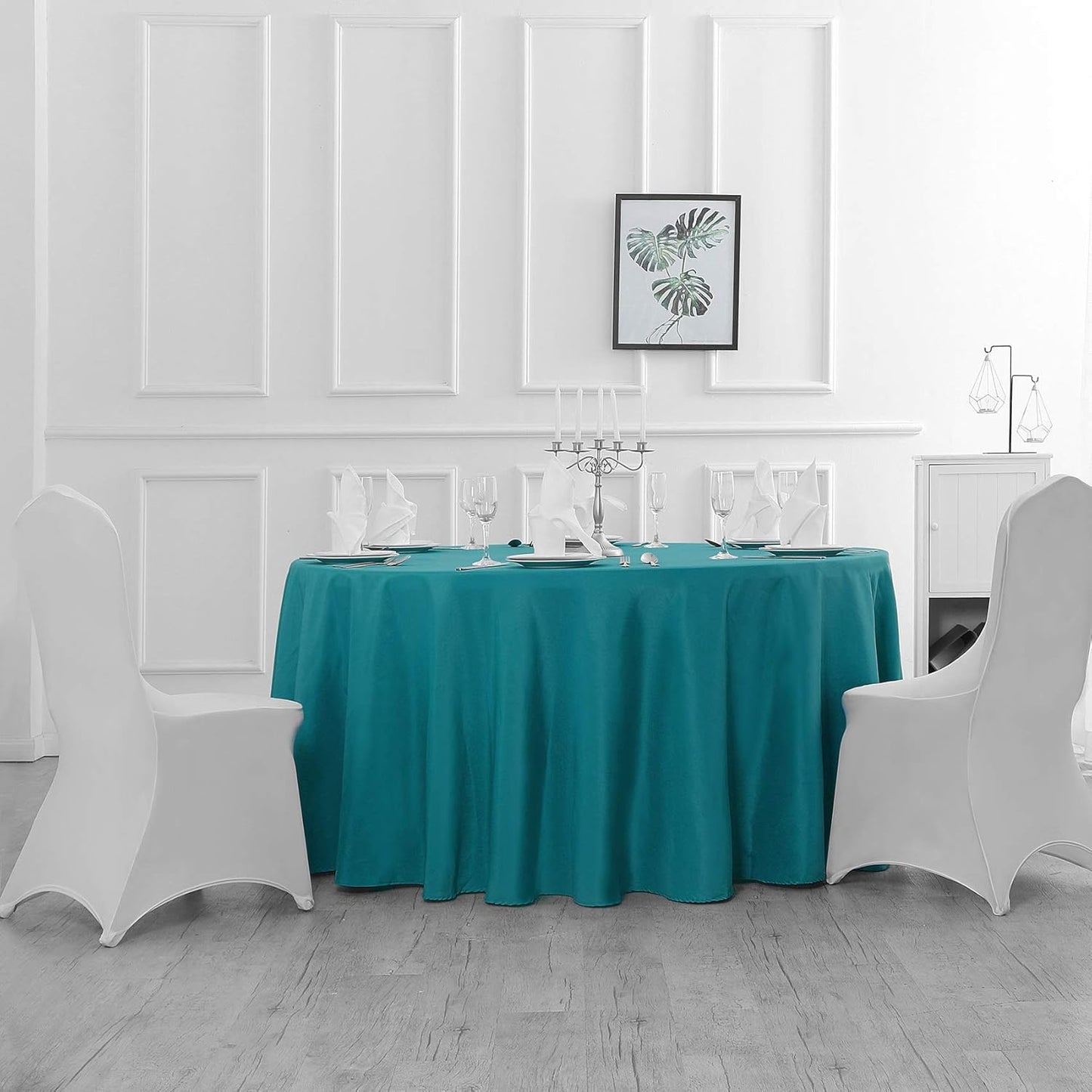 90 inch Round Tablecloth Washable Polyester Table Cloth Decorative Table Cover for Wedding Party Dining Banquet（90 inch,Teal）