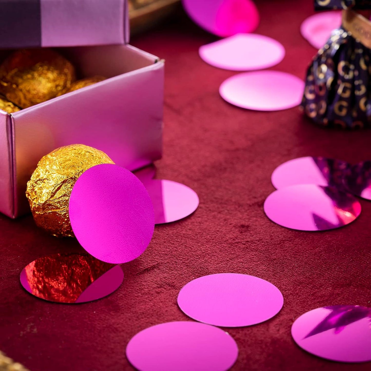 Hot Pink Table Confetti Party Decorations Metallic Circle Dot Confetti, 1.2 Inch, 300pcs