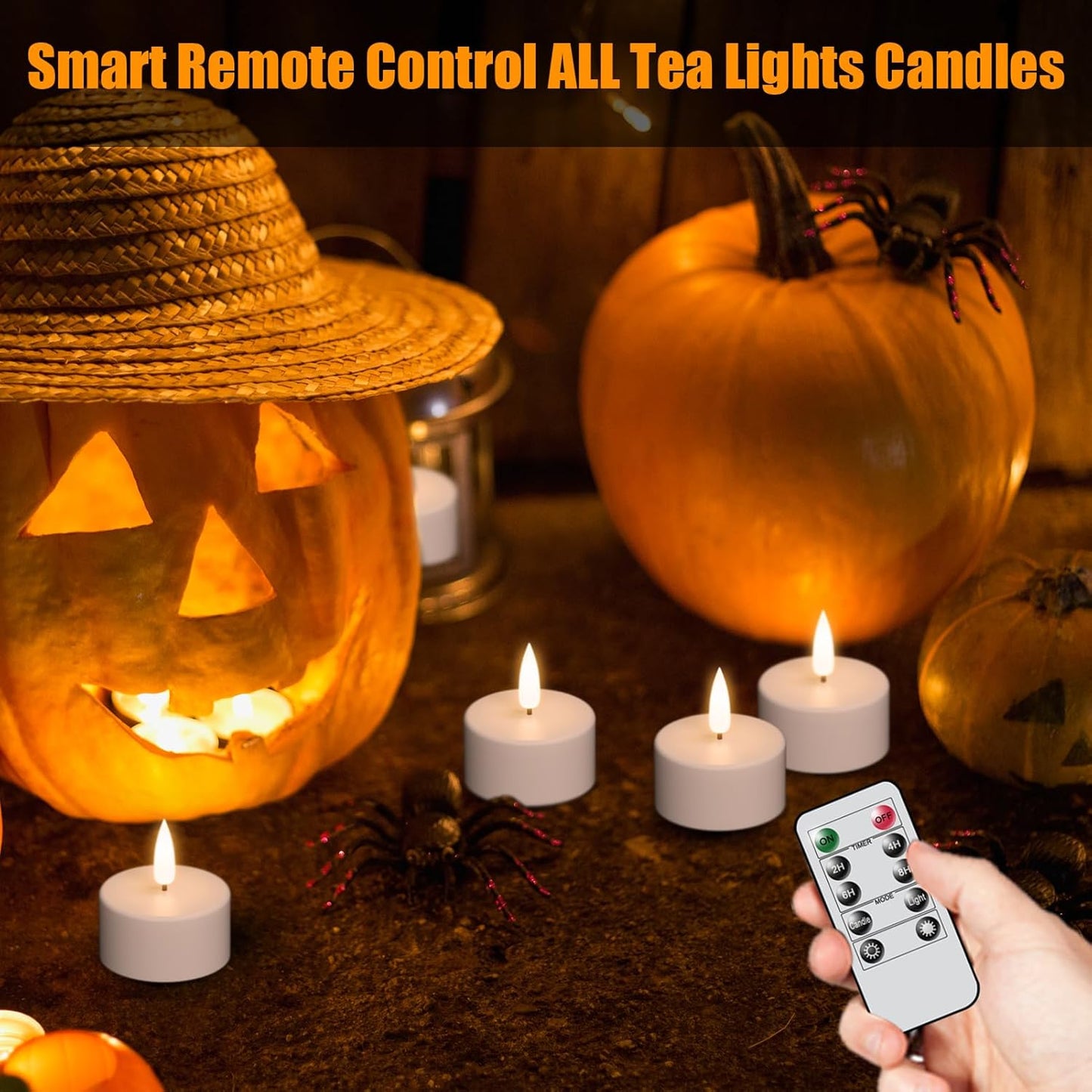 Rechargeable Tea Lights Candles Battery Operated, 12 Pcs White Battery Tea Lights with Remote and Charging Base, LED Flickering Tealights for Halloween Fall Christmas Decoration
