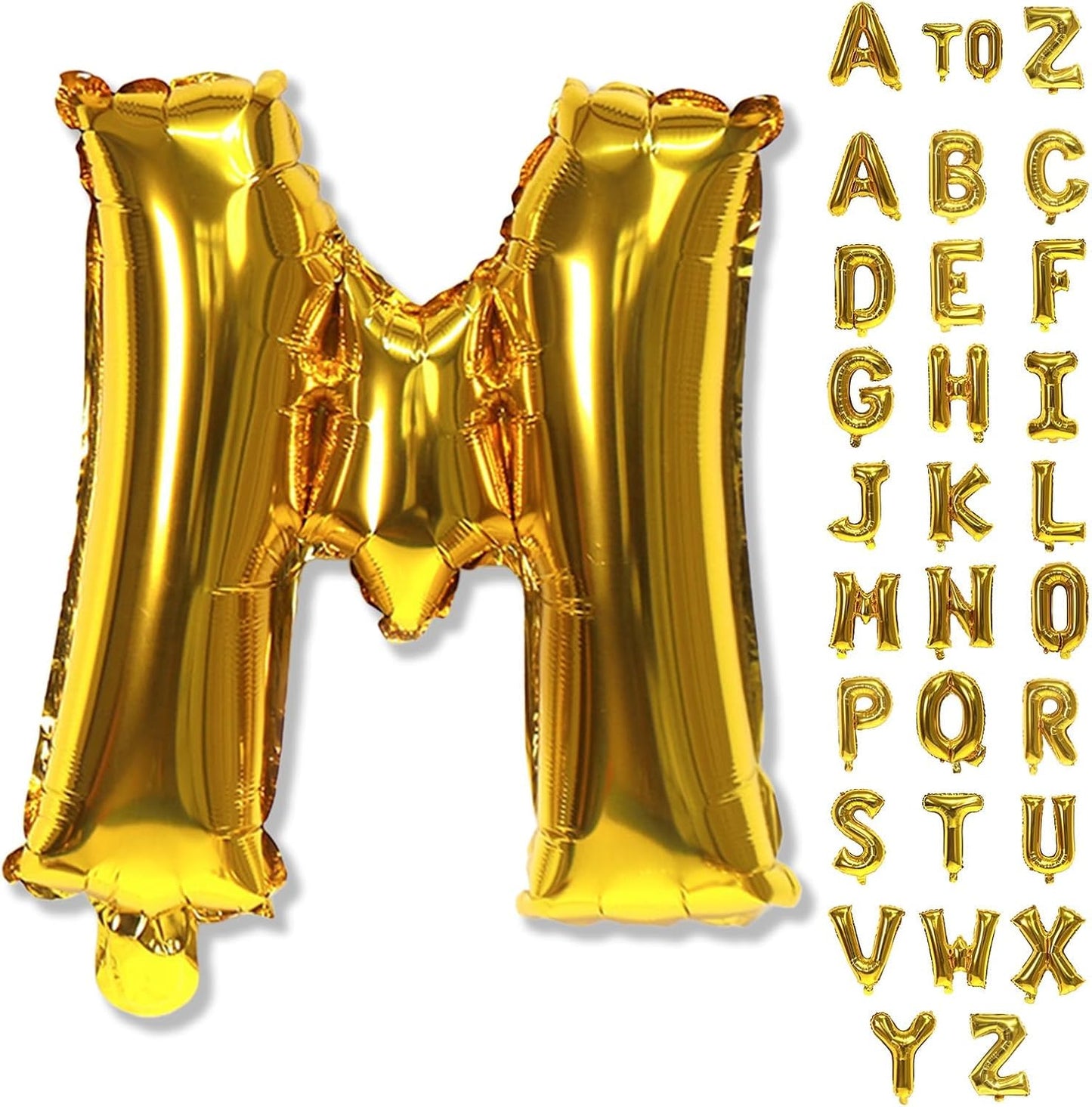 Large Custom Balloon Letters M, 40 Inch Helium Alphabet Word Balloons Decor, Big Self Inflating Foil A-Z Gold Letter Name Balloons for Boys Women Birthday Anniversary Party Decorations Supplies