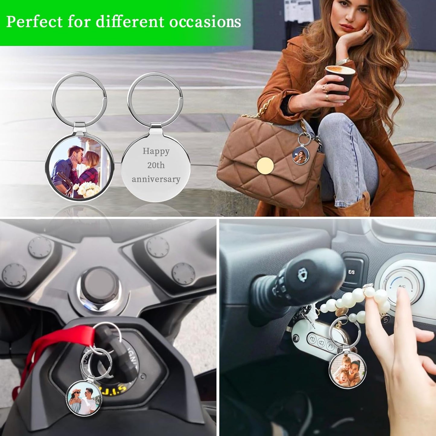Double Side Custom Keychain with Picture Personalized Engraving Photo Text Customized Gifts for Men Women