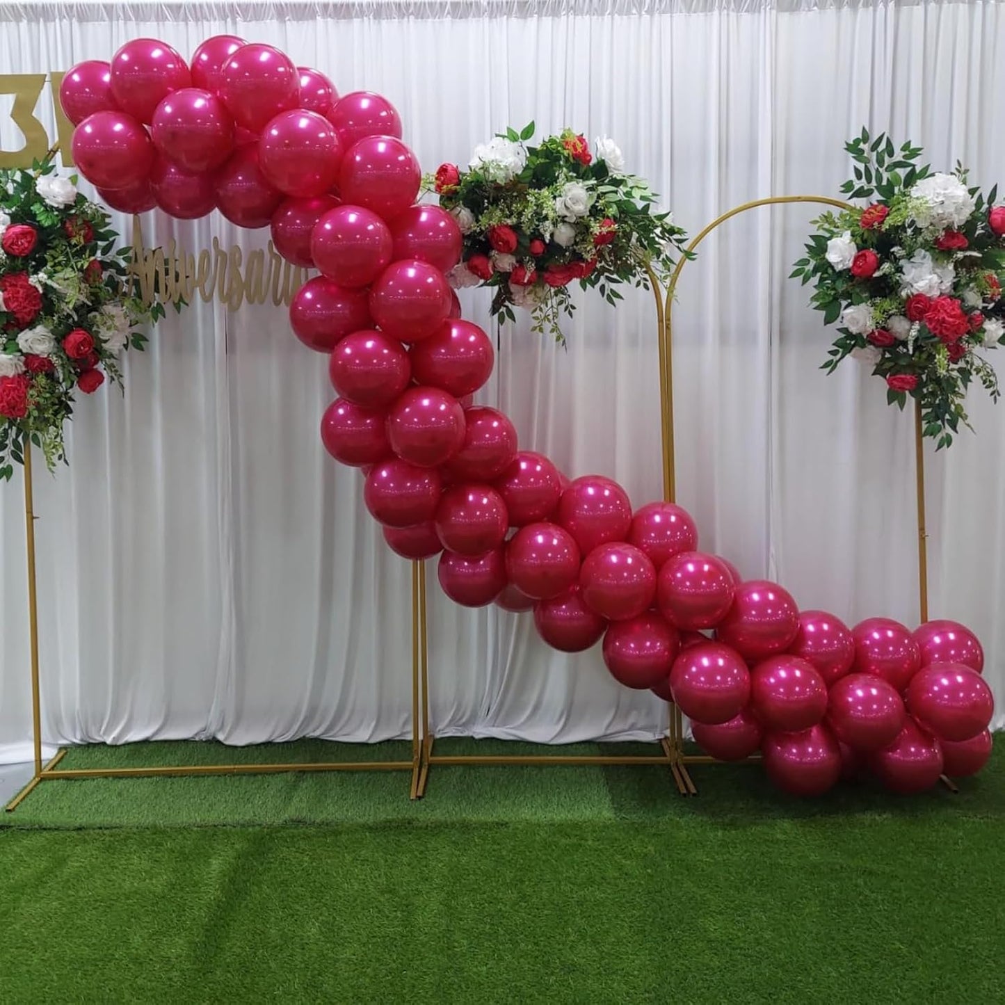 Chrome Hot Pink Balloons, 50 PCS 10 Inch Double Stuffed Metallic Hot Pink Balloons, Shiny Thick Chrome Metallic Fuchsia Balloon Latex Helium Balloon for Girls Women Birthday Wedding Party Decorations