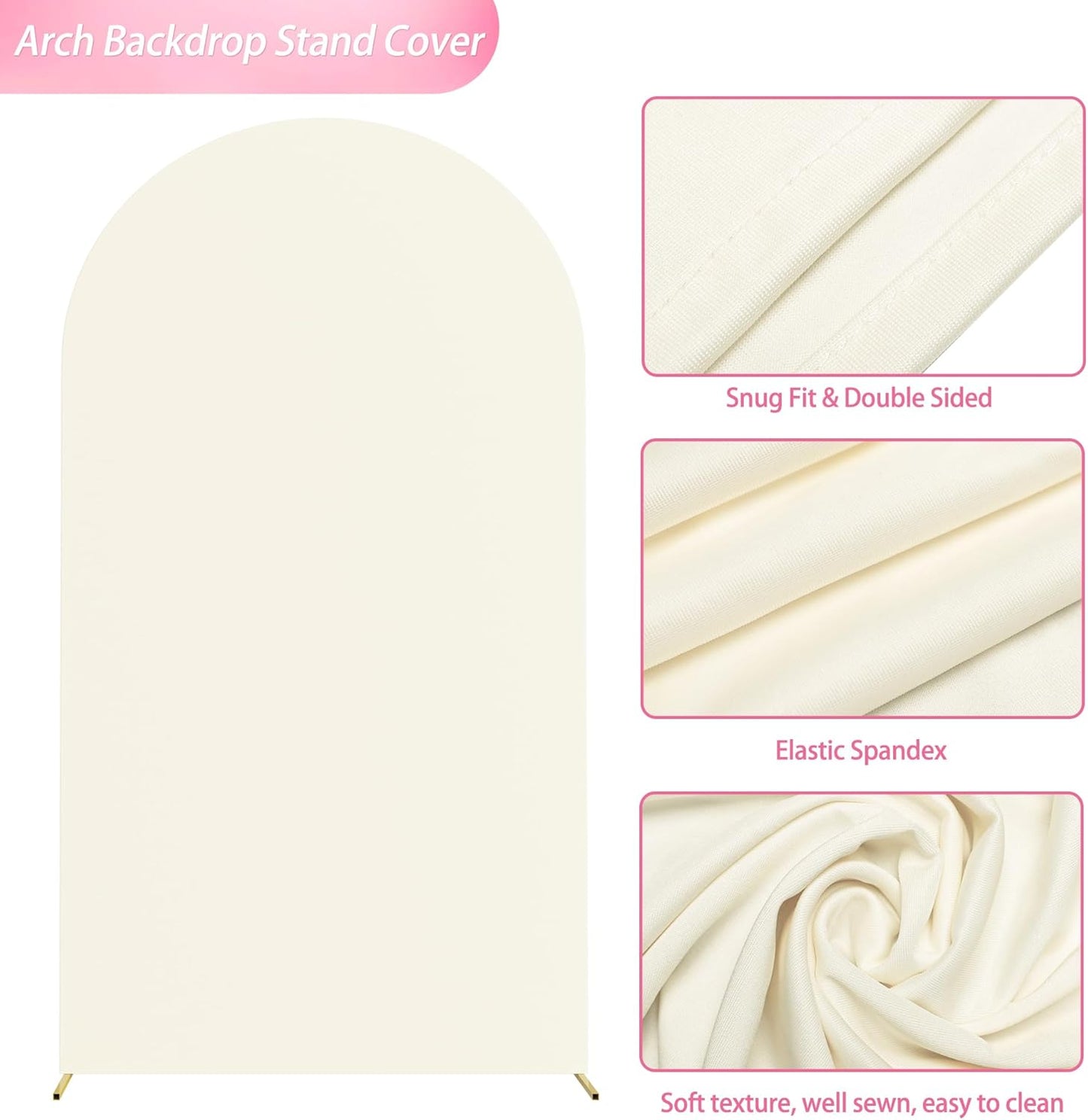 Wokceer 6.6 FT Wedding Arch Stand and Arch Cover, Metal Arch Stand with Arch Stand Cover for Birthday Party Wedding Ceremony Bridal Baby Shower Event Decor