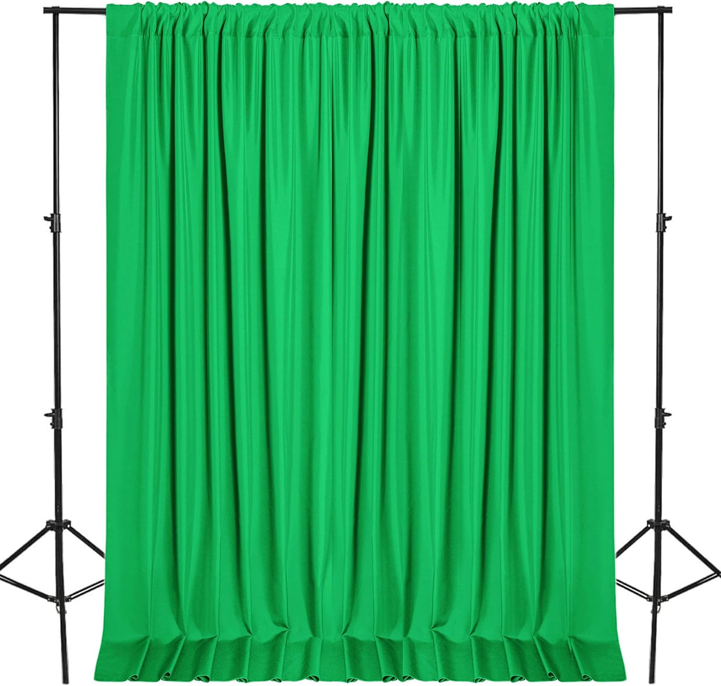 DWCN 10x8 FT Green Backdrop Curtains for Parties, Photography Backdrop Drapes with Rod Pockets for Wedding Decorations Stage Birthday Family Gatherings, 2 Panels 5ft x 8ft