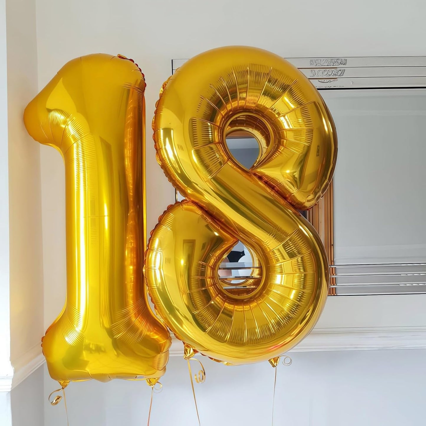 Gold 8 Balloon Number,40 Inch Number 8 Balloon Large Gold 8 Foil Mylar Helium Balloon for Birthday Party Decorations