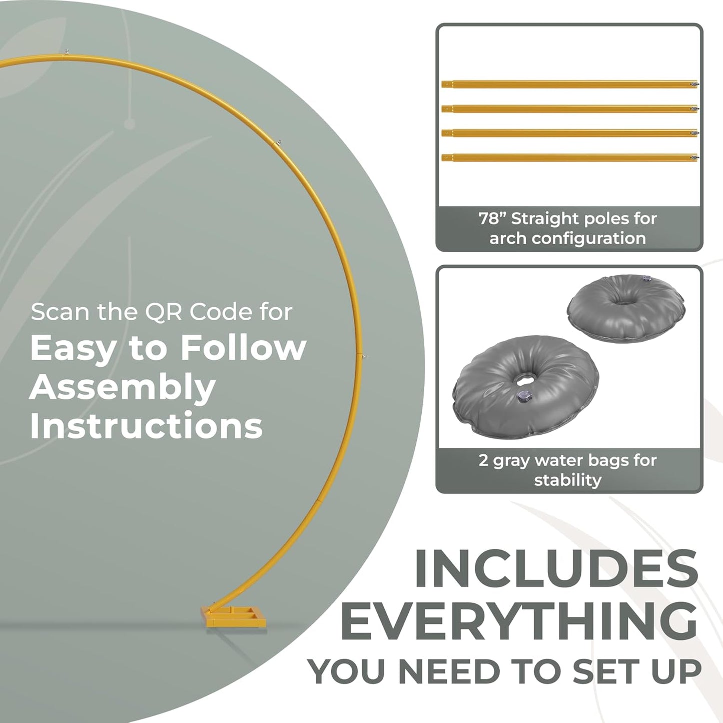 VerdeVista Convertible 6.5 FT Round Backdrop Stand - Heavy Duty Balloon Arch Stand with 2 Waterbags - Multiuse Photo Backdrop Arch, Gold Circle Ring Balloon Arch Frame for Wedding Baby Shower & More