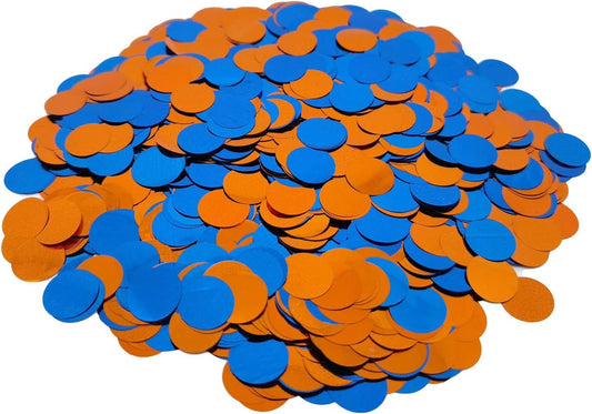 Blue and Orange Foil Confetti, Round Dots Foil Glitter Table Confetti, Sparkling for Birthday Wedding Party Decoration (1.5 cm, 1.76 OZ)