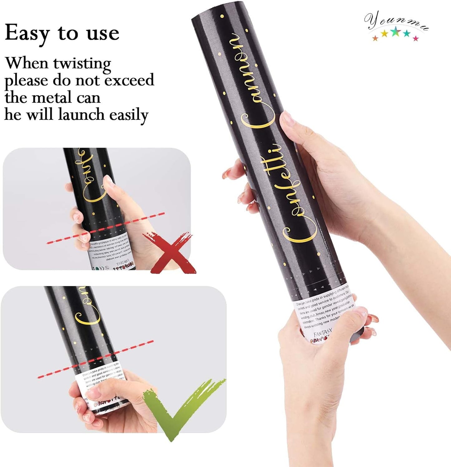 5 Pack Confetti Cannon Biodegradable, 12 Inch Confetti Poppers Graduation, Suitable for Graduation Wedding Birthday Parties and New Year's Eve Celebration