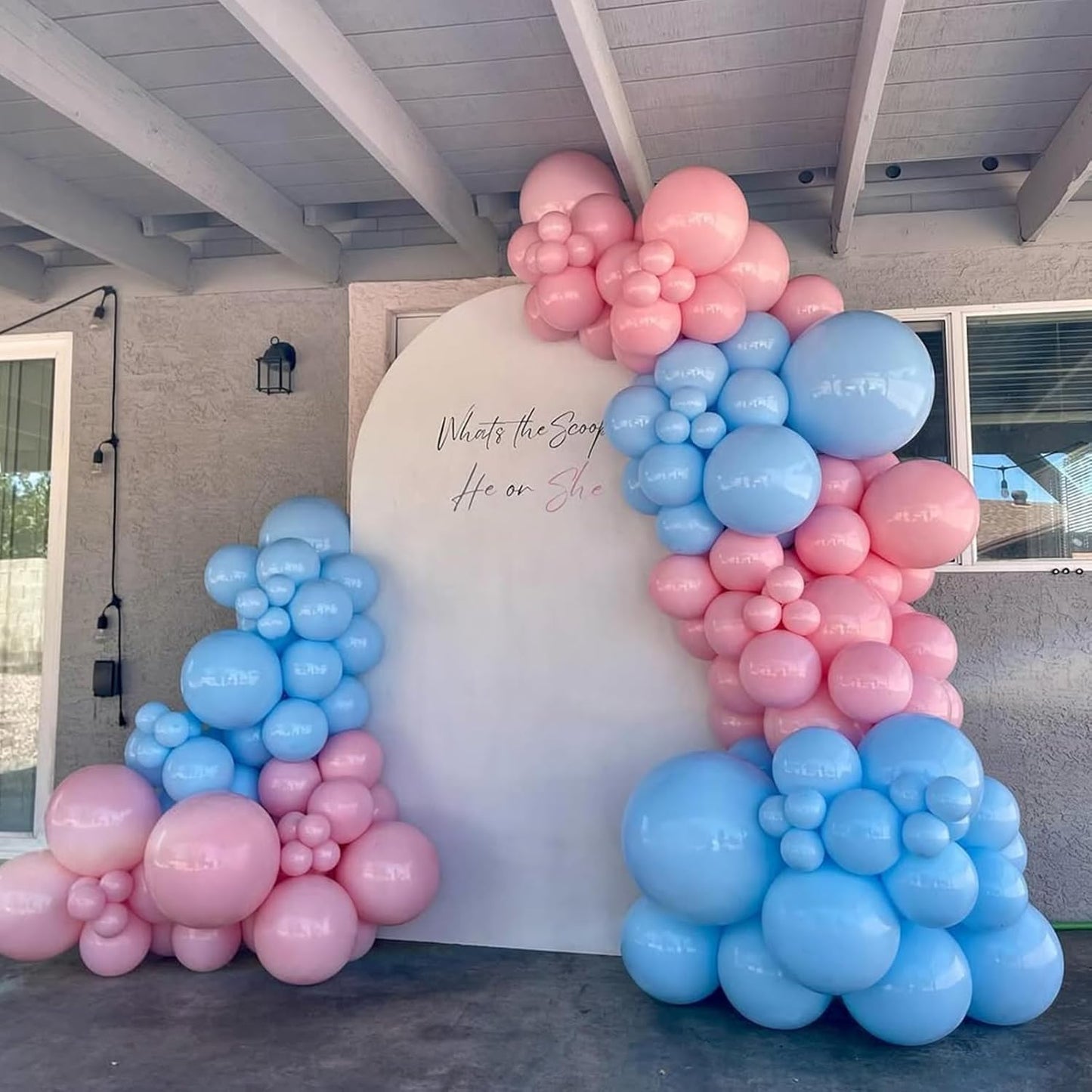 Pink and Blue Balloons Garland Arch Kit, Gender Reveal Balloons Arch Kit, Metallic Blue Pink Balloon for Boy or Girl Gender Reveal Birthday Baby Shower Party Decorations