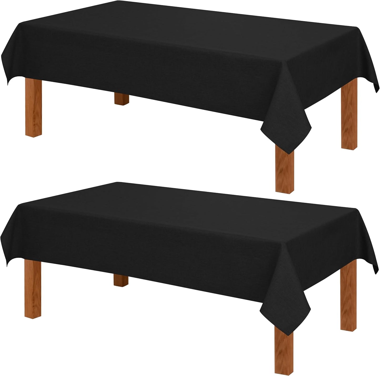 Hiasan 2 Pack Faux Linen Rectangle Tablecloth - Wrinkle and Stain Resistant Washable Table Cloth for Kitchen Dining Room Holiday Table Cover for Party Dinner, Black, 60 x 84 Inch