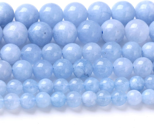 Dream Blue Chalcedony Stone Beads, Round Crystal Energy Jade Beads, 8MM, 45PCS, for Jewelry Making DIY Bracelet Necklace