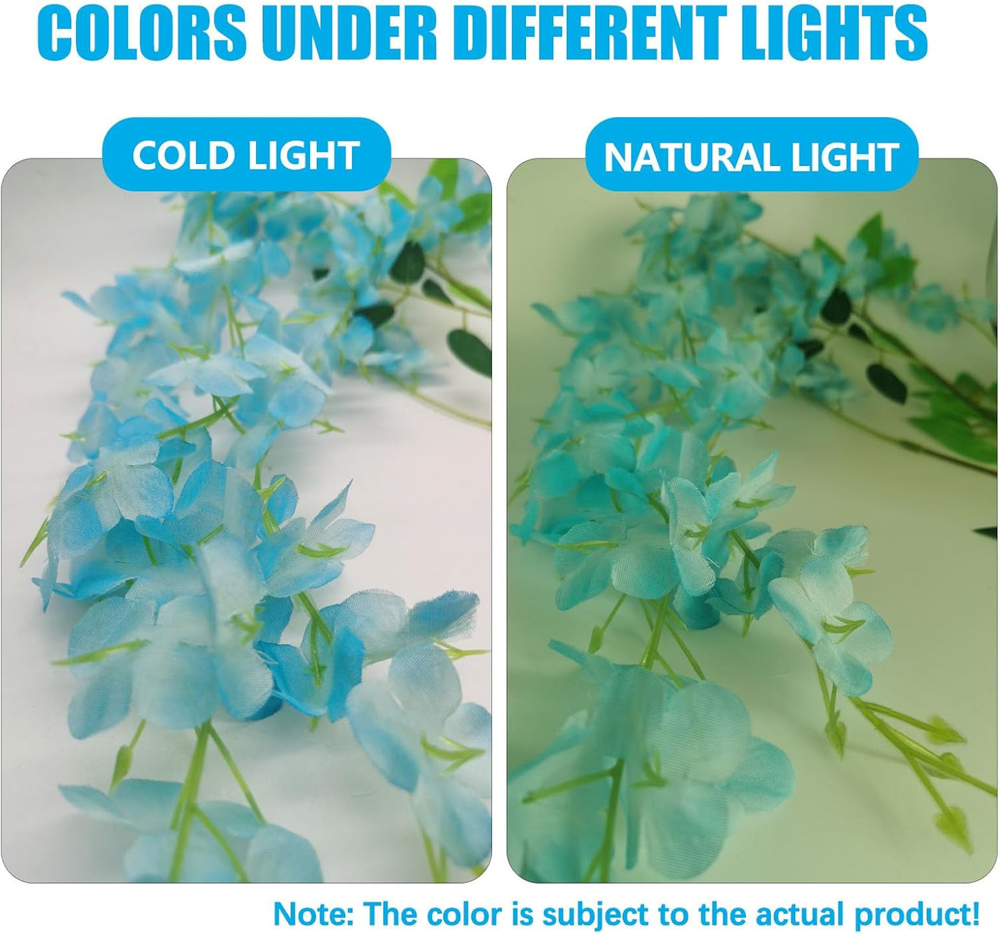 12 Pack Wisteria Hanging Flowers, 3.44 Ft Fake Hanging Flowers, Artificial Wisteria Garland Vines for Wedding Room Backdrop Outdoor Patio Garden Decoration