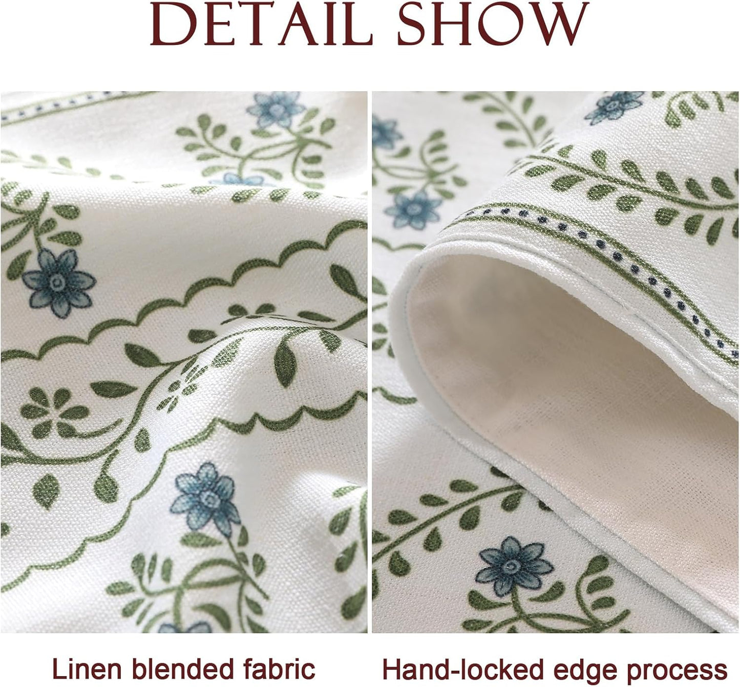 ISAENNE Designer White Elegant Linen Extra Long Table Runner 118 Inches,Chinoiserie Floral Decor Durable Table Runners for Dining Tables,Thanksgiving,Kitchen Tables,Christmas,12"*118"-Mosella D