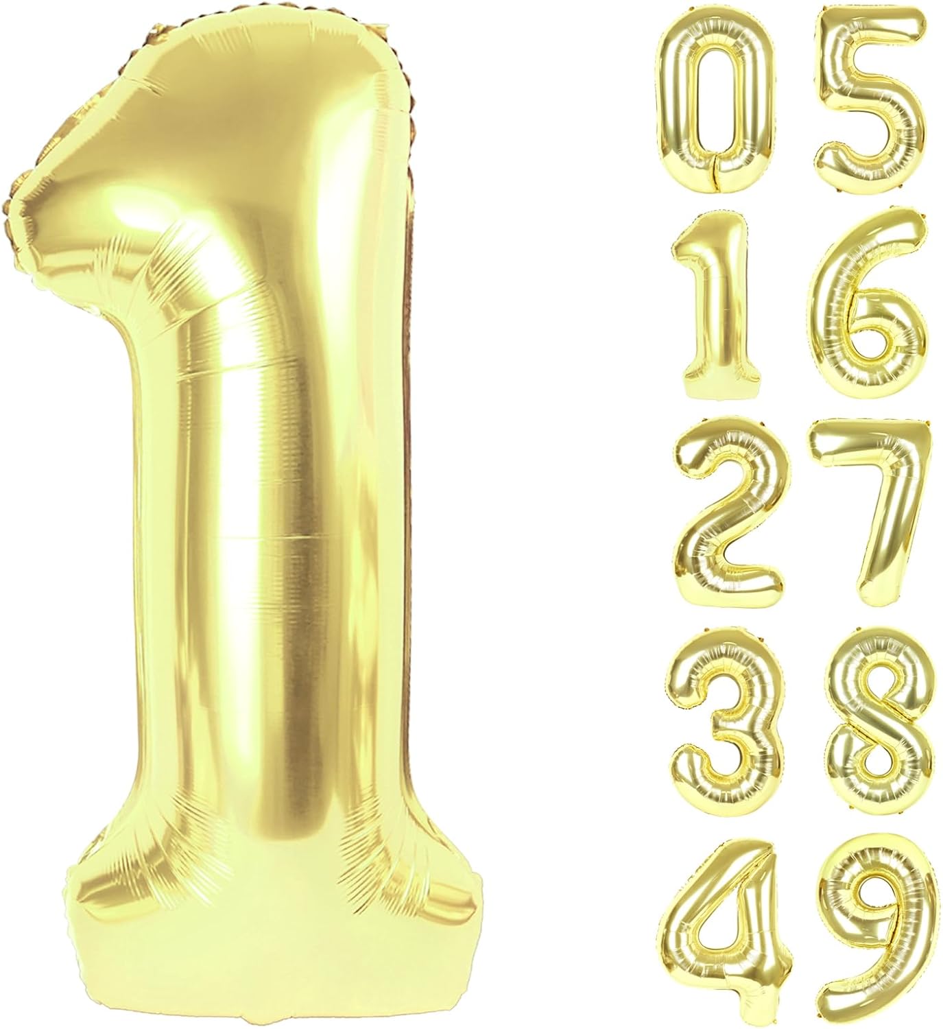 Light Gold Number 1 Balloon 40 inch, Number 1 Birthday Balloon for Boy Girl, Champagne Gold Foil One Balloon for 1st 10 11 12 16 18 Birthday Party, Anniversary Celebration Number Balloons Decorations