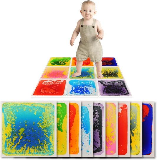 Art3d Liquid Fusion Activity Play Mat for Kids, Pack of 9 Tiles 12" X 12", Multi-Color