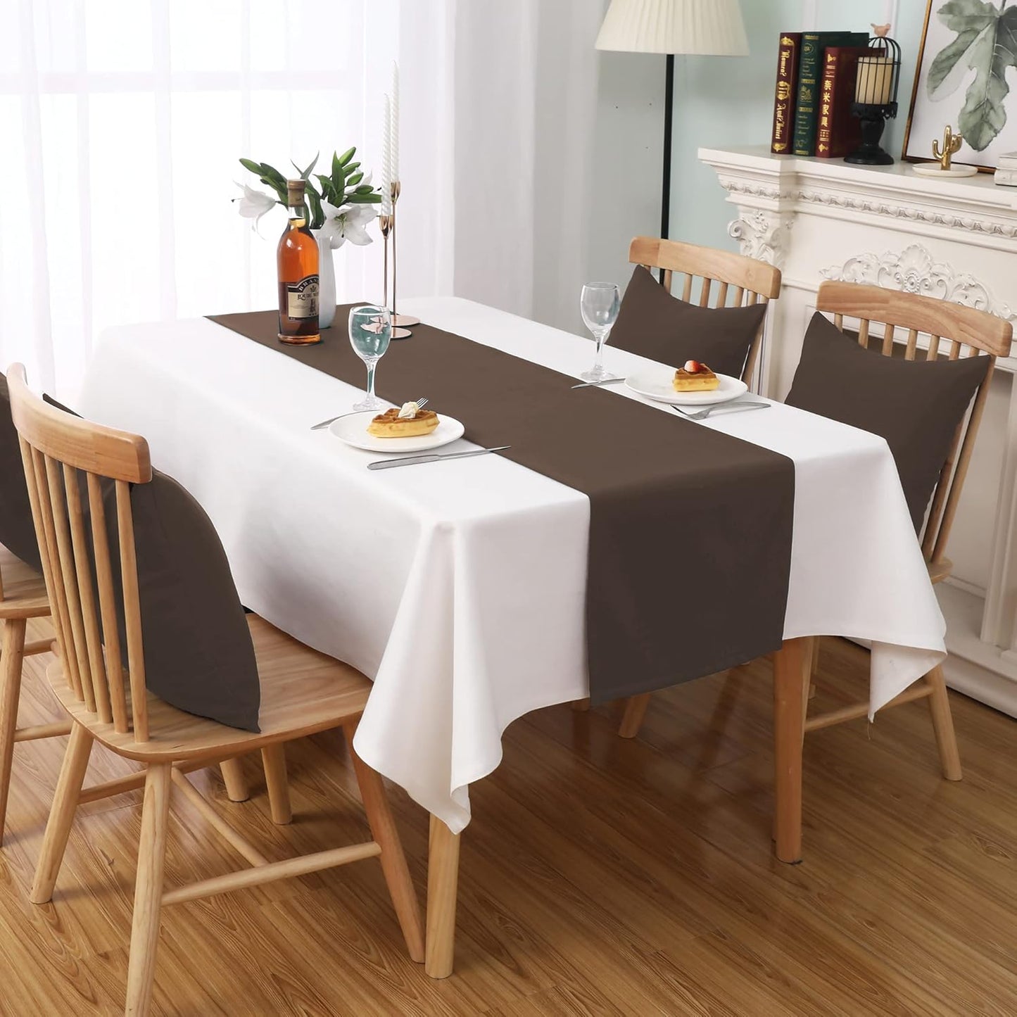 Rustic Brown Table Runner Solid Color Soft Thick Polyester Decorative Cloth Handcrafted for Wedding Party Birthday Graduations Hotel Restaurant Banquet Catering Services Event 14x72 inch