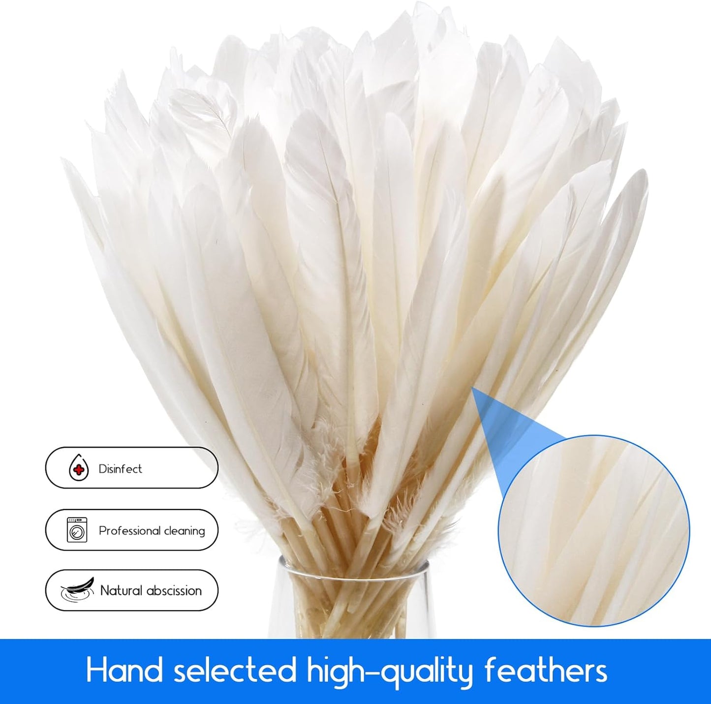 FeelfunFeather 120pcs White Goose Cochettes Feather Natural Bulk 4-6 inch 10-15cm for Wedding Party Christmas Halloween Decorations DIY Crafts
